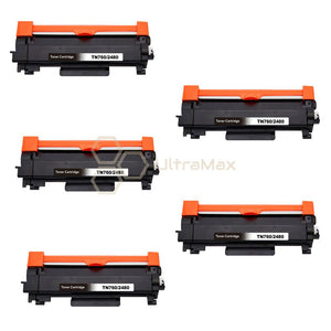 Ultra Toner Brother TN-760 (High Yield of TN-730) Black Compatible Toner Cartridge-5 PACK
