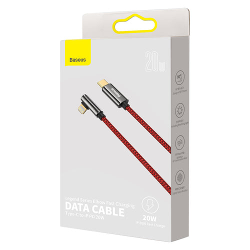 Baseus Legend Mobile Game Elbow  USB Type-C to Lightning Fast Charging Data Cable - 20W, 3FT/1M, Red (CACS000209)