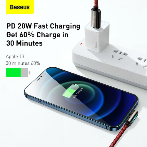 Baseus Legend Mobile Game Elbow  USB Type-C to Lightning Fast Charging Data Cable - 20W, 3FT/1M, Red (CACS000209)