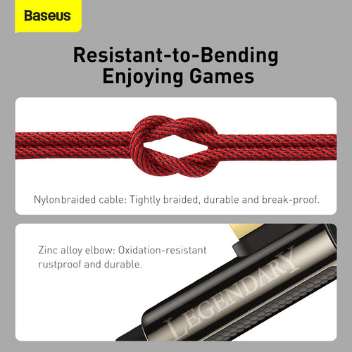 Baseus Legend Mobile Game Elbow  USB Type-C to Lightning Fast Charging Data Cable - 20W, 3FT/1M, Red (CACS000209)